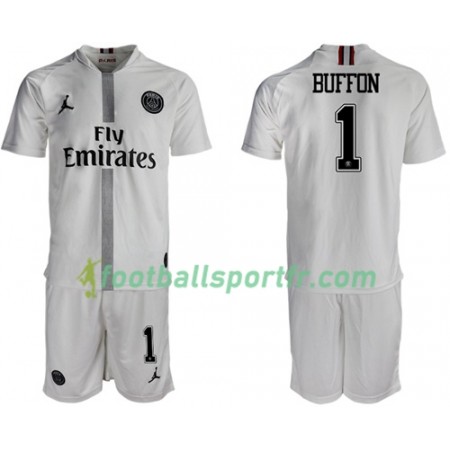 Tenue Paris Saint Germain Buffon 1 Jordan Blanc Enfant Troisieme 2018-2019 Maillot de Foot